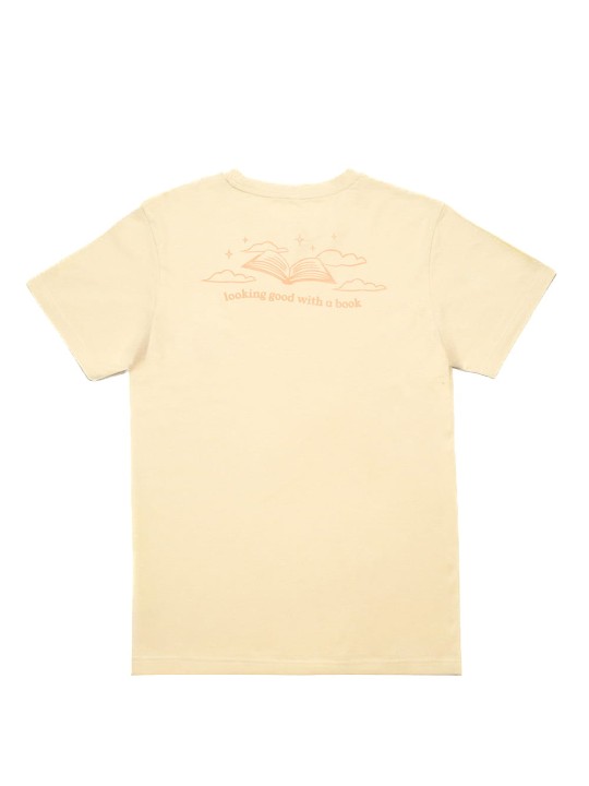 T-SHIRT "looking good with a book" - sun wood - tył